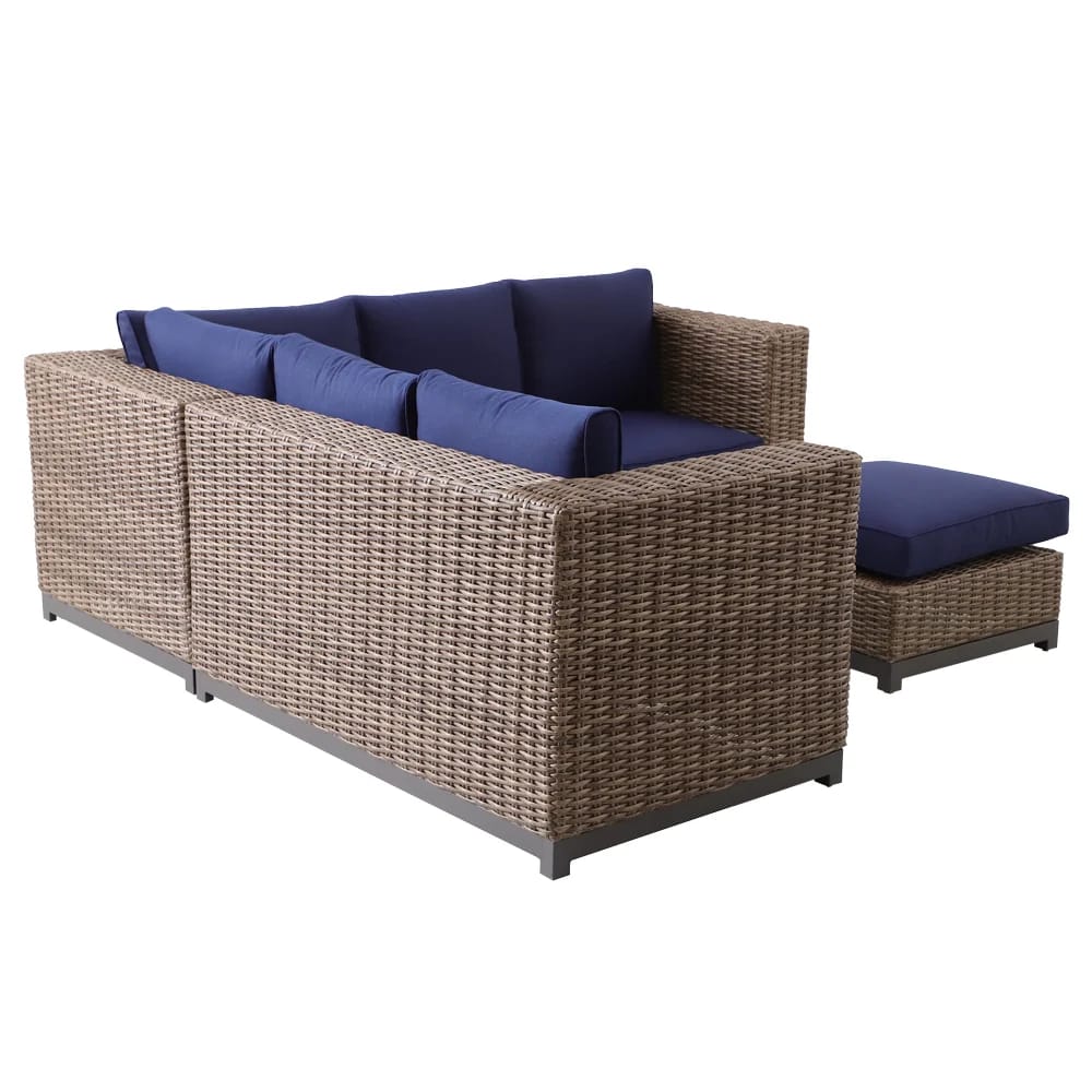 Hampton Bay Fernlake 4-Piece Outdoor Patio Sectional Set, Brown/Midnight