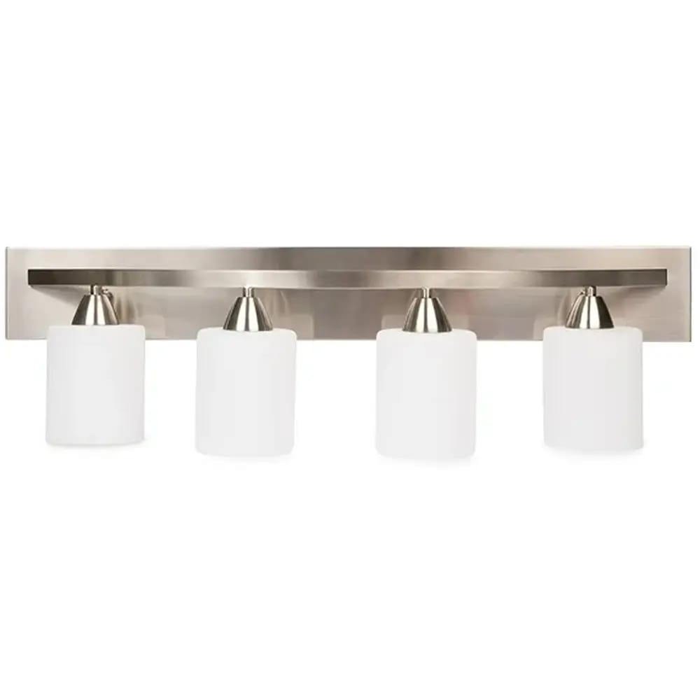 Bathroom Vanity 4-Light Fixture, Nickel/White