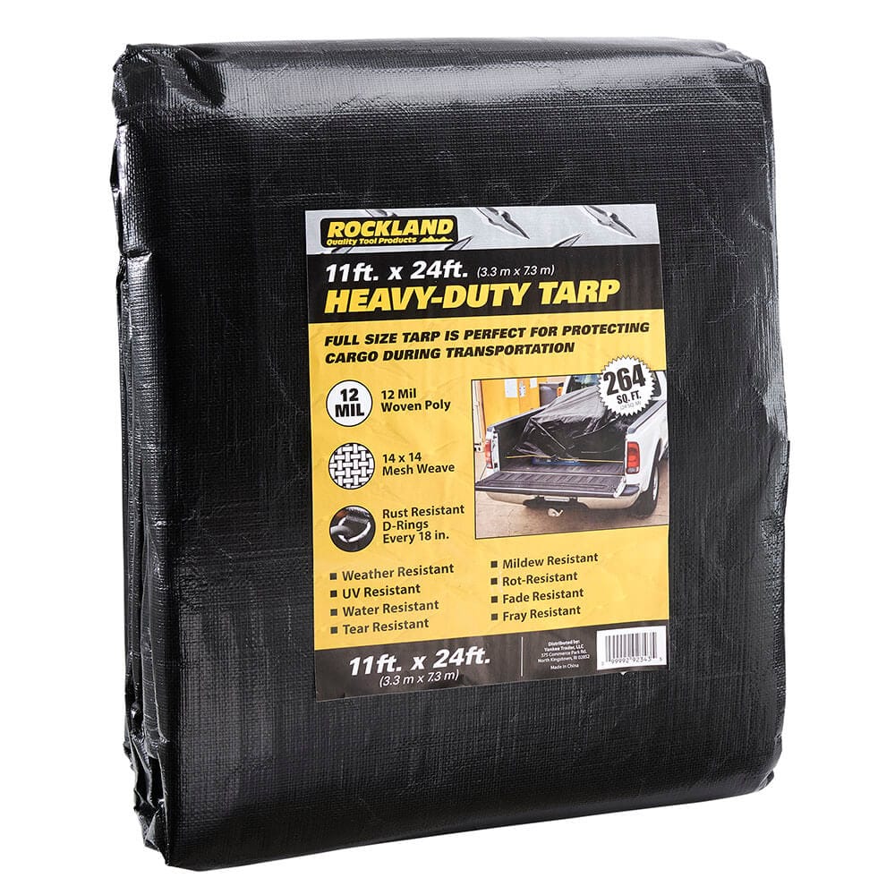 Rockland 11' x 24' Heavy-Duty 12 mil Polyethylene Truck Tarp, Black