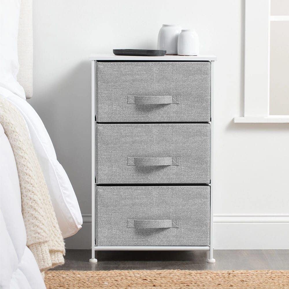 mDesign 3-Drawer Fabric Dresser, Gray