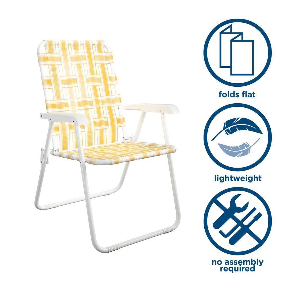 Novogratz Steel Folding Chairs, Yellow, 2 Pack