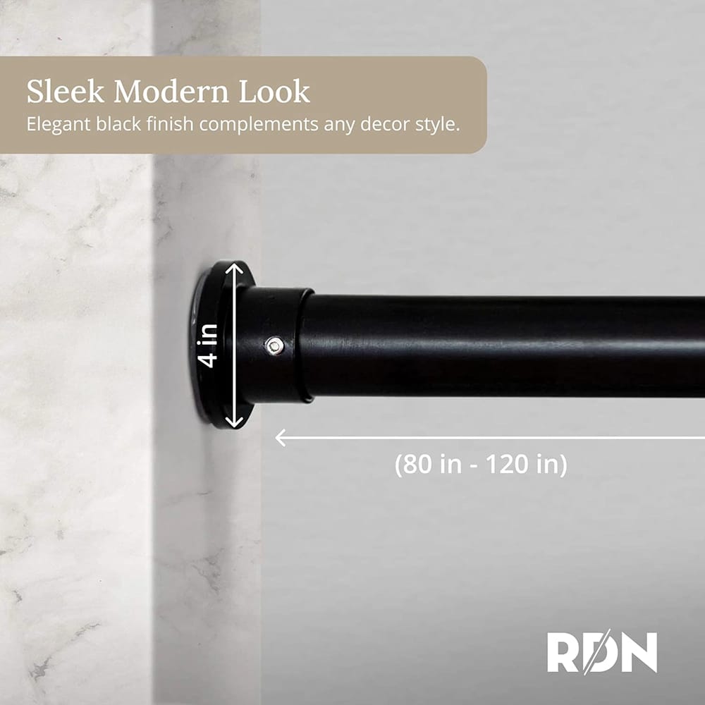 Room/Dividers/Now Tension Curtain Rod, 80"-120", Black