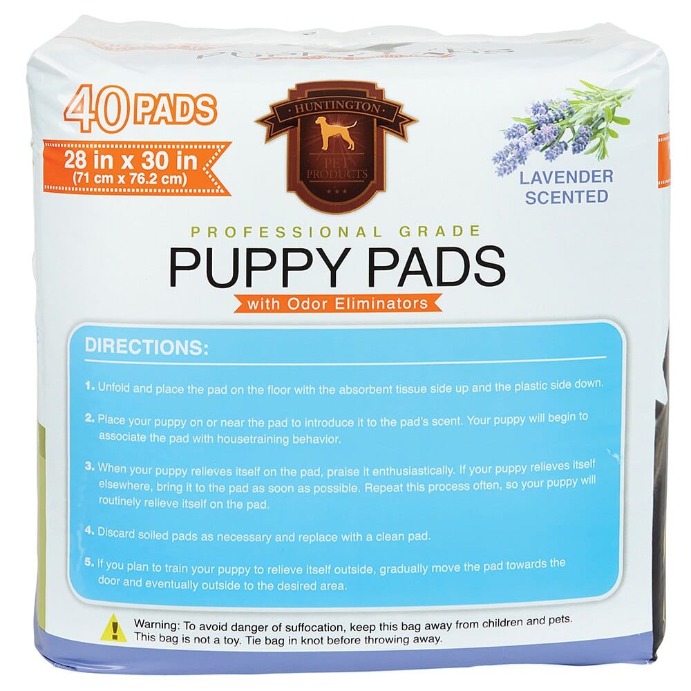 Huntington Pet Products Professional Grade 28"x30" Lavender Scented Puppy Pads with Odor Eliminators, 40 Count