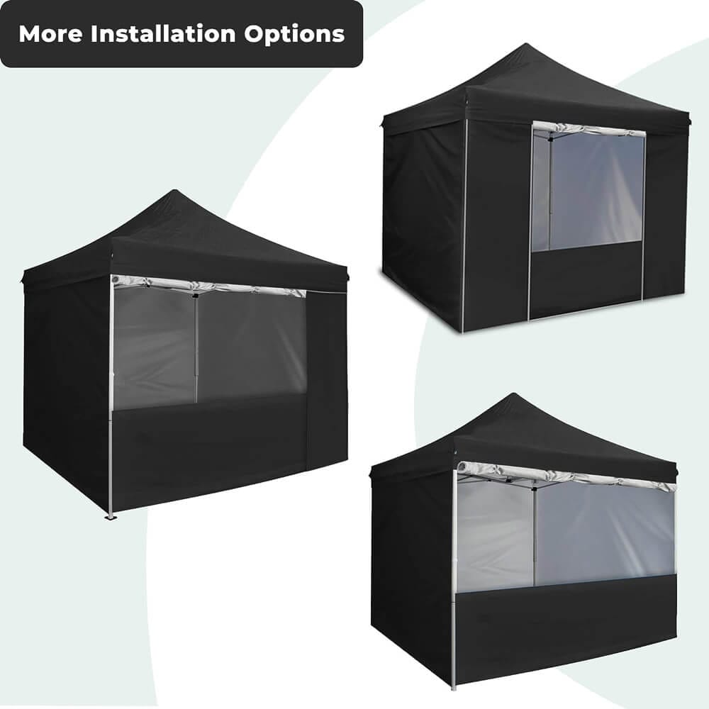 10' x 10' Pop-Up Canopy Tent with 5 Sidewalls, Black