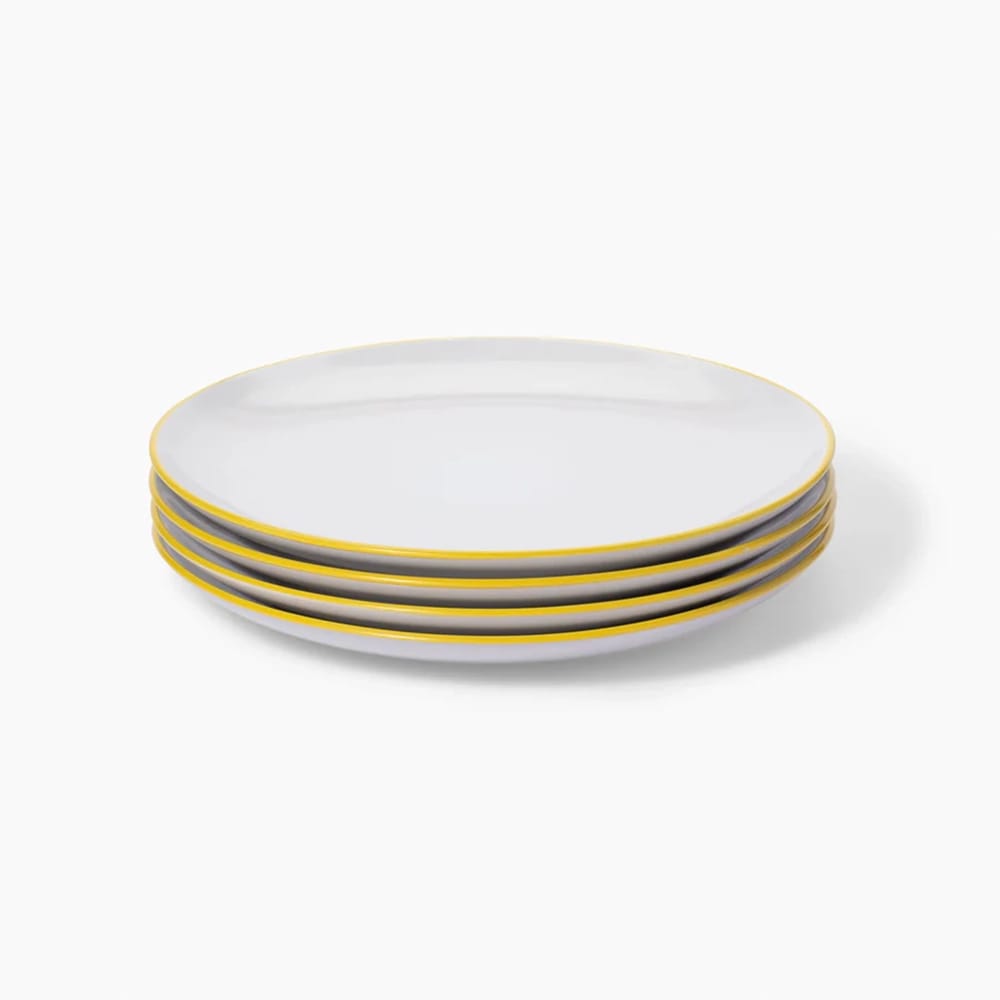 Leeway Big Plate, Yellow Stripe, Set of 4