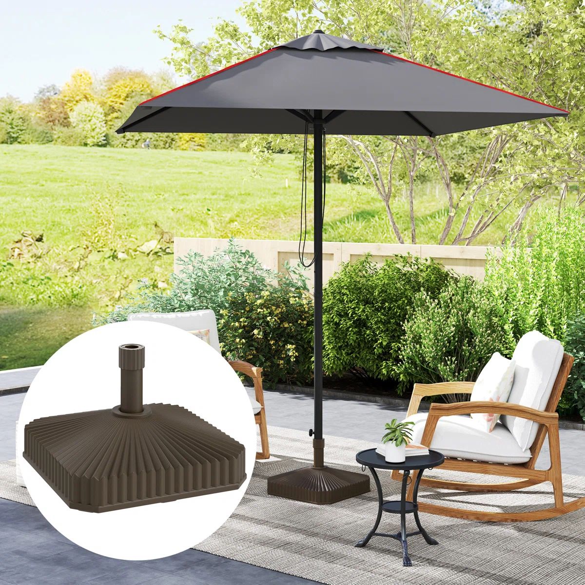 Fillable Patio Umbrella Base Stand, Brown