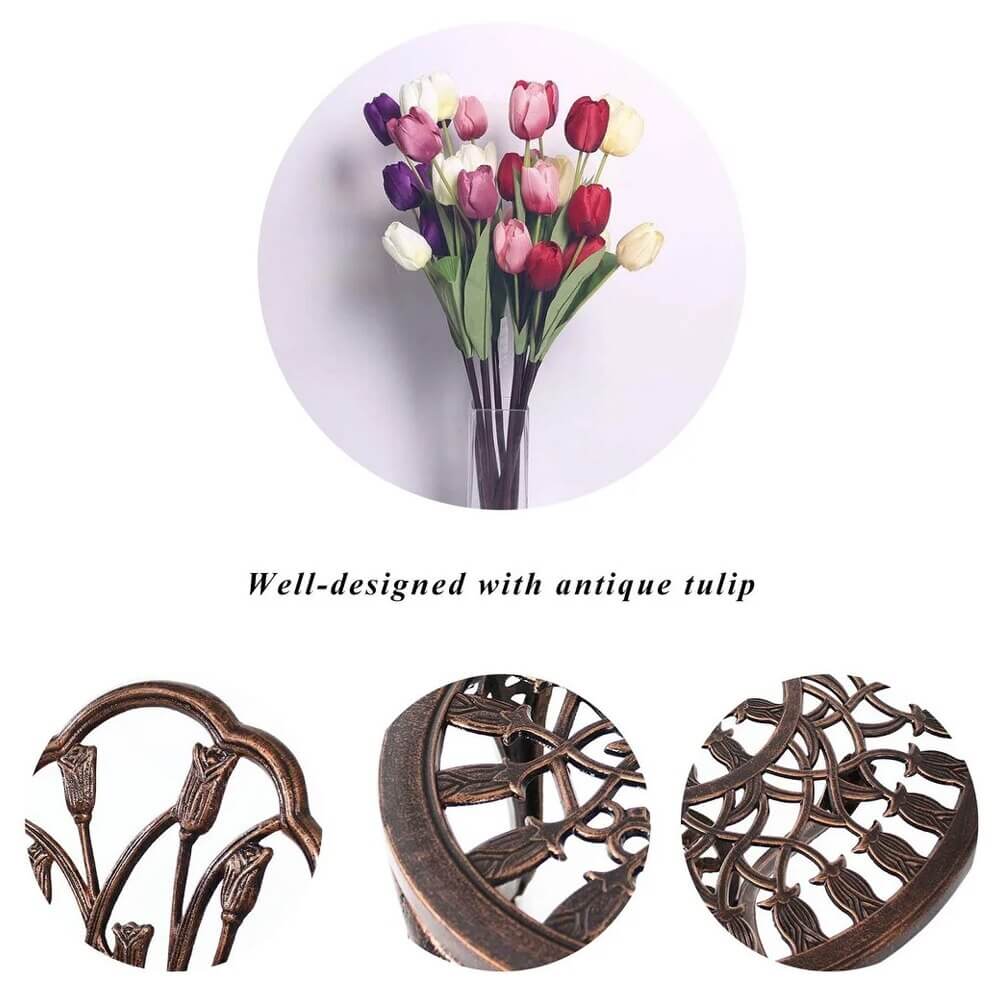 3-Piece Cast Aluminum Outdoor Bistro Set with Tulip Design, Bronze