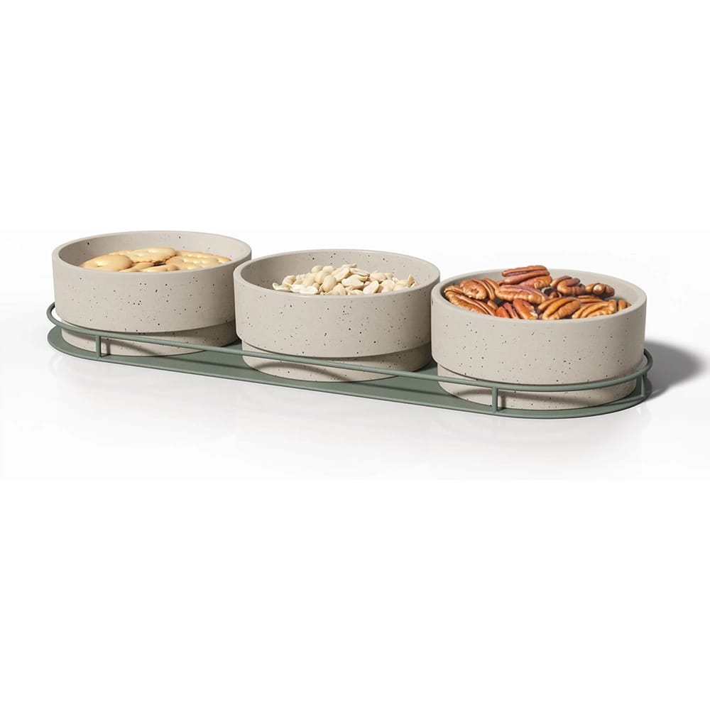 Libken Ceramic Dip Serving Tray, Green/Beige
