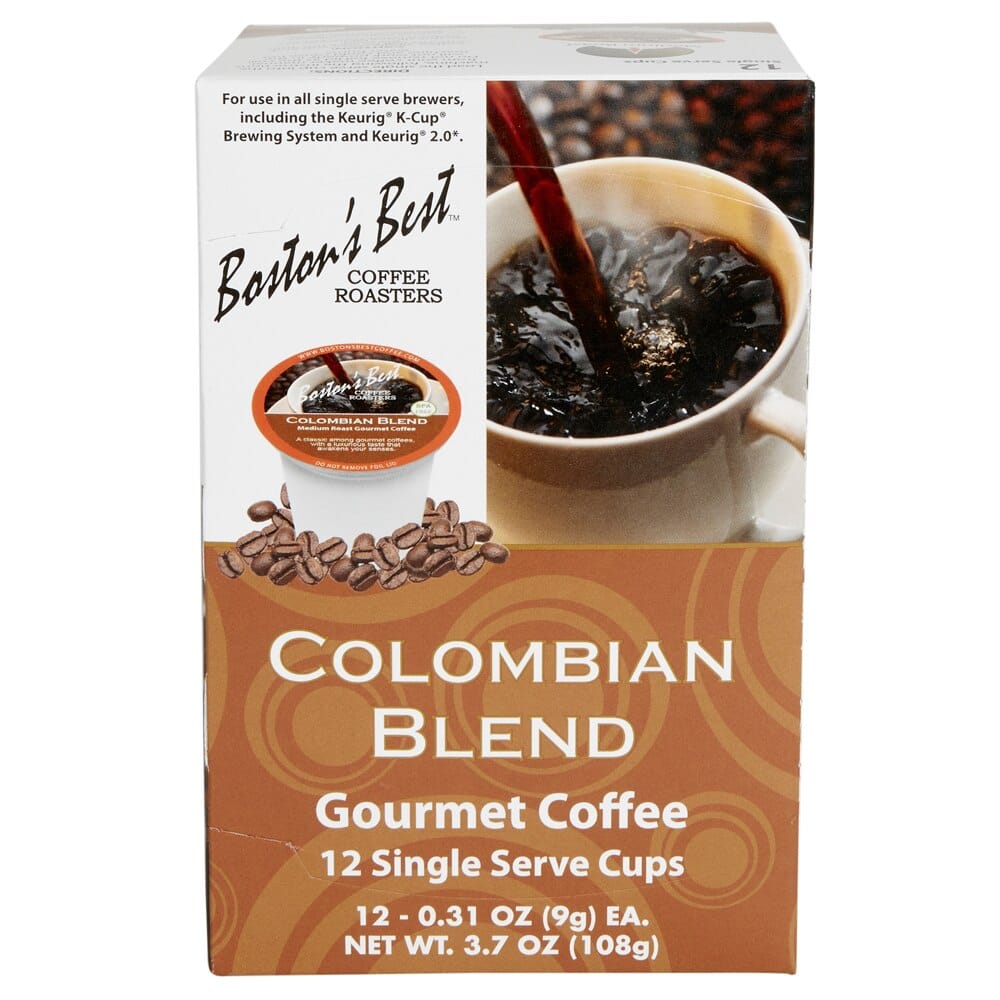 Boston's Best Medium Roast Colombian Blend Coffee Cups, 12 Count
