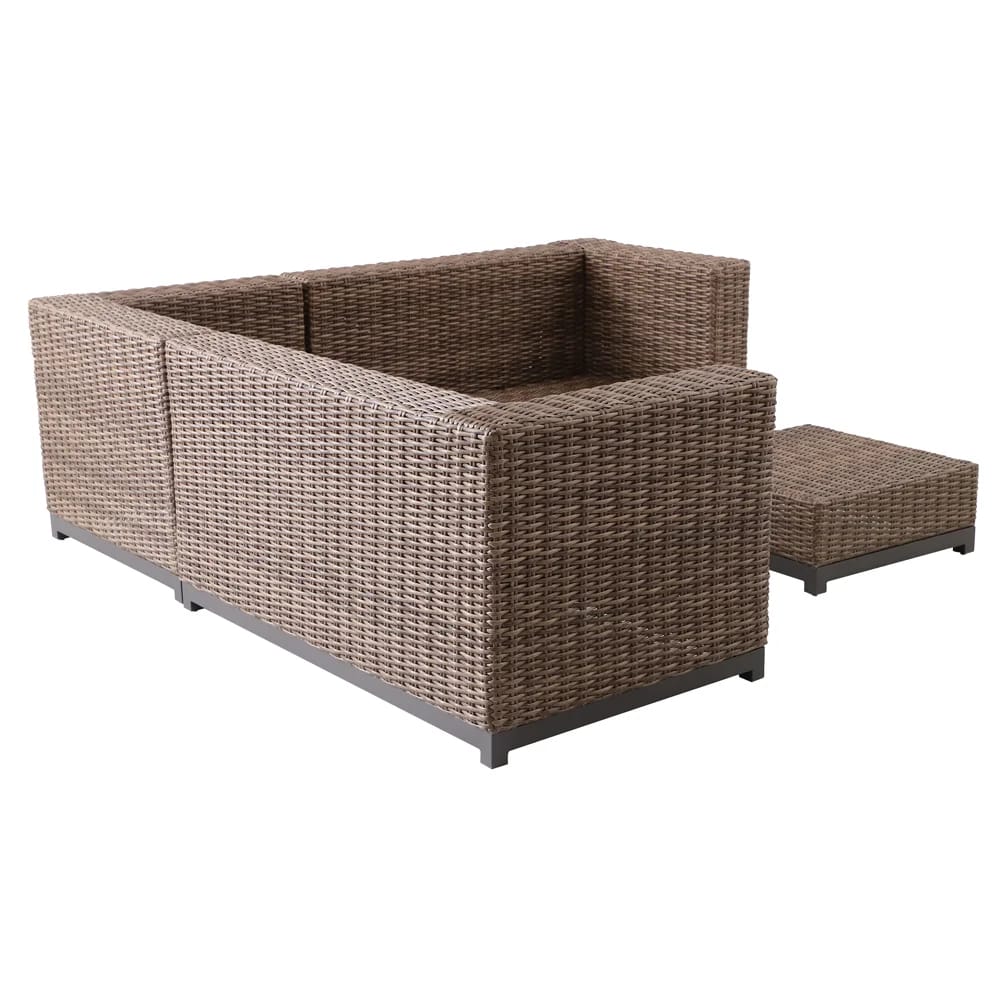 Hampton Bay Fernlake 4-Piece Outdoor Patio Sectional Set, Brown/Midnight