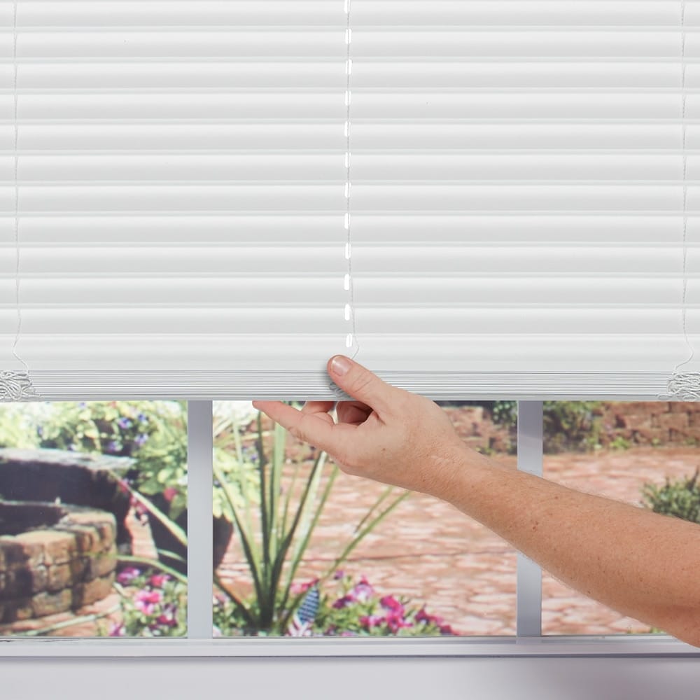 Home Basics Cordless Light Filtering Mini Blinds, White, 39" x 64"