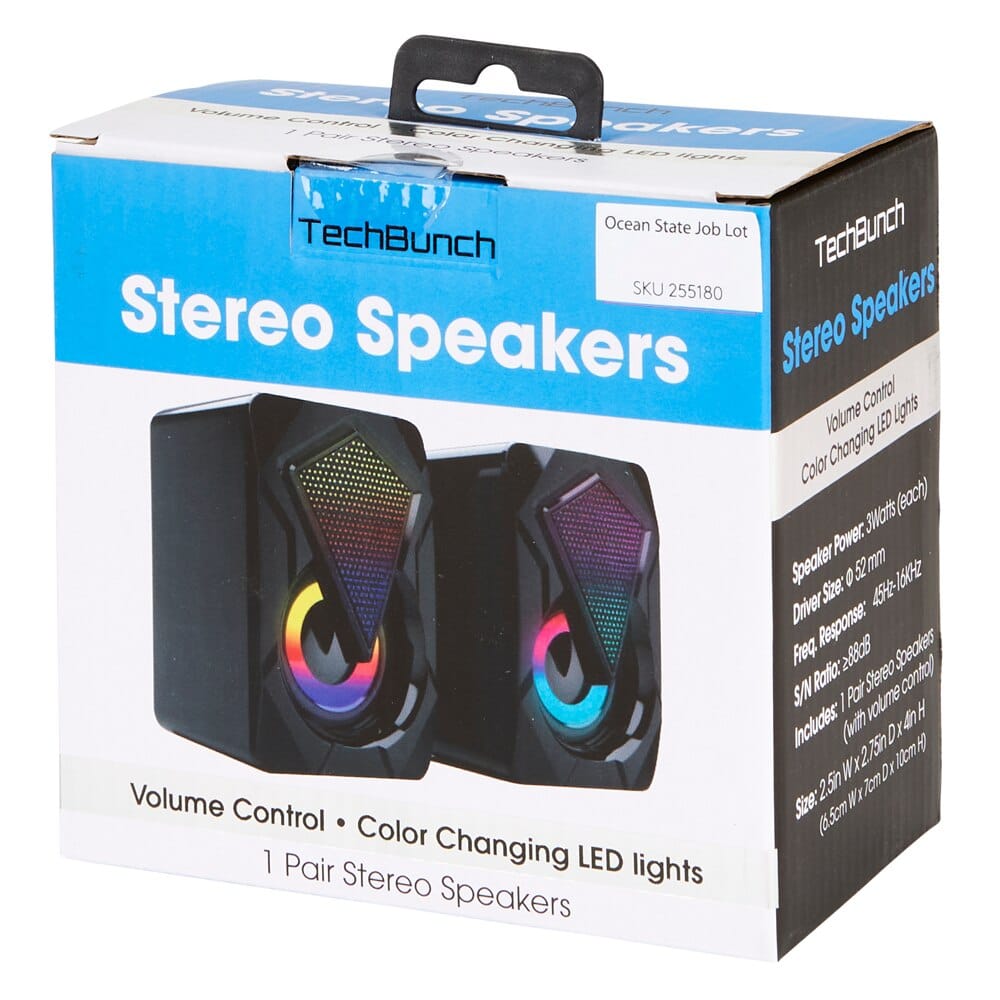 TechBunch Stereo Speakers with Color-Changing LED Lights