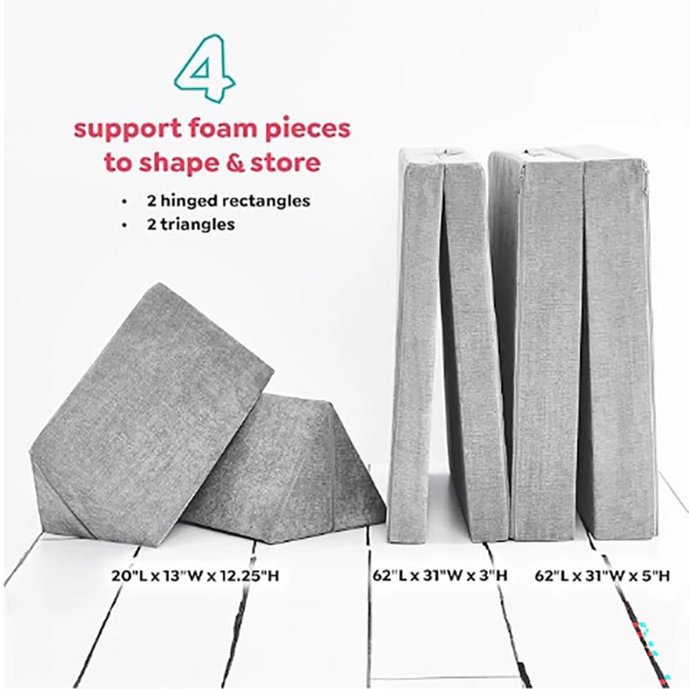 Yourigami Folding Glow-in-the-Dark Convertible Play Couch, Dinos