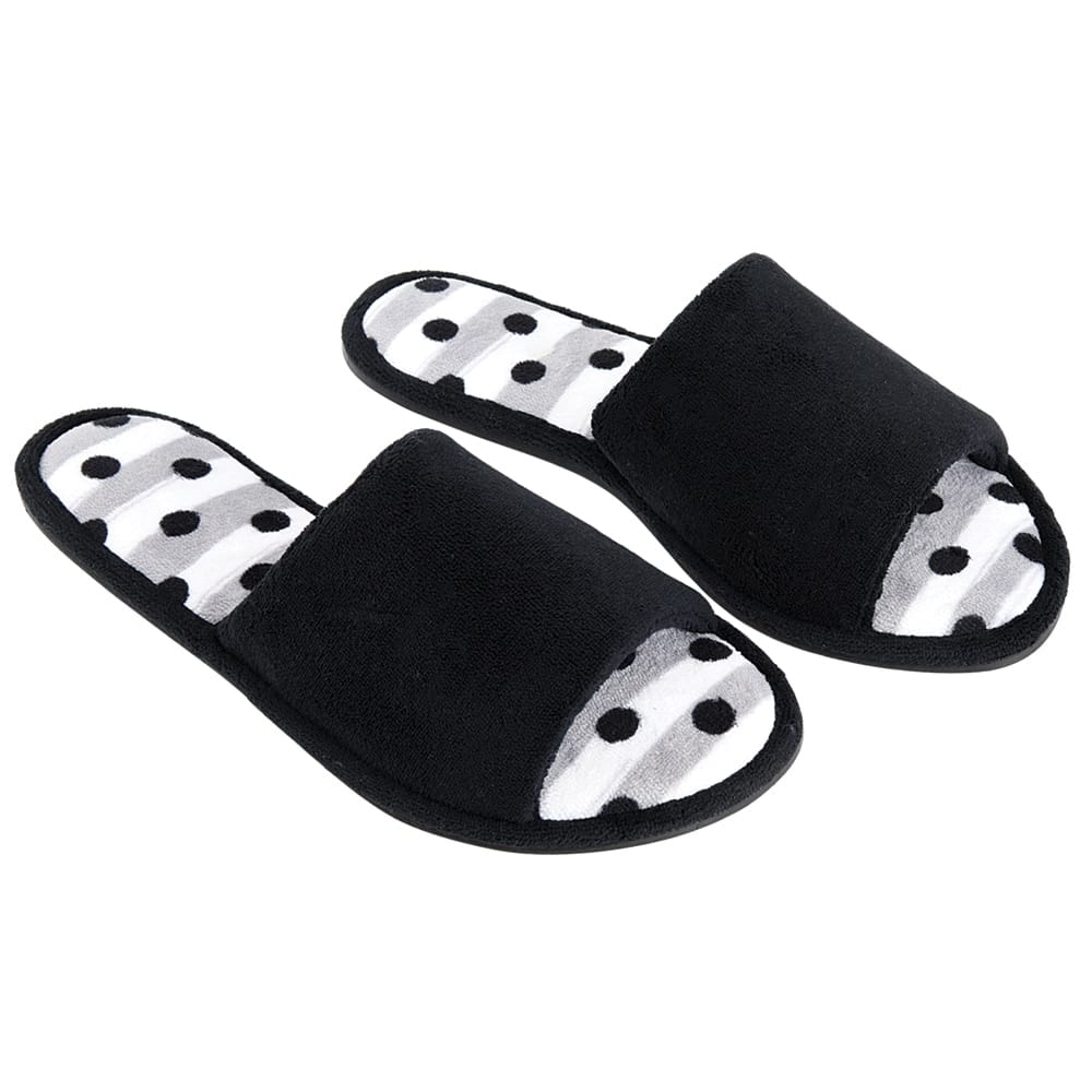 Dearfoams Women's Memory Foam Slide Slippers, Black