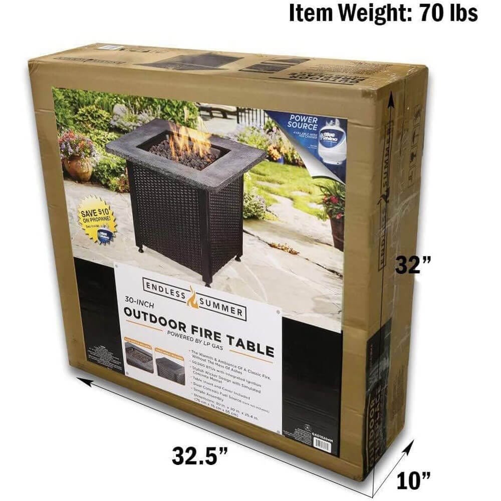 Endless Summer 30" Outdoor Propane Gas Fire Pit, 30,000 BTU, Blue Fireglass