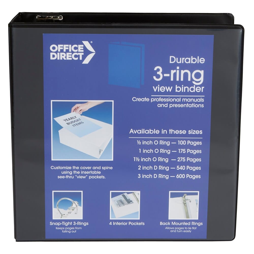 Office Direct D-Ring View Binder, 3"