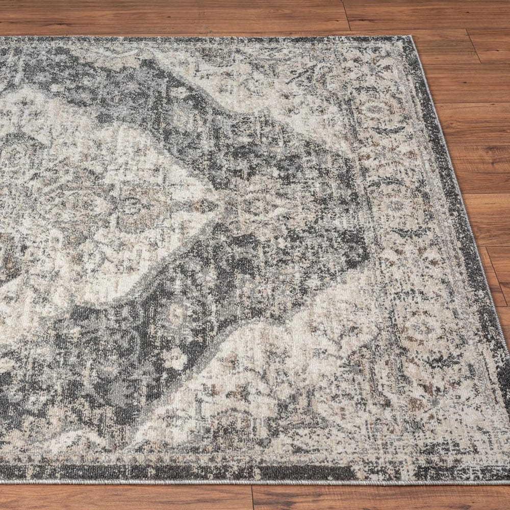 Euston 8'6" x 12'5" Traditional Area Rug, Gray/Cream