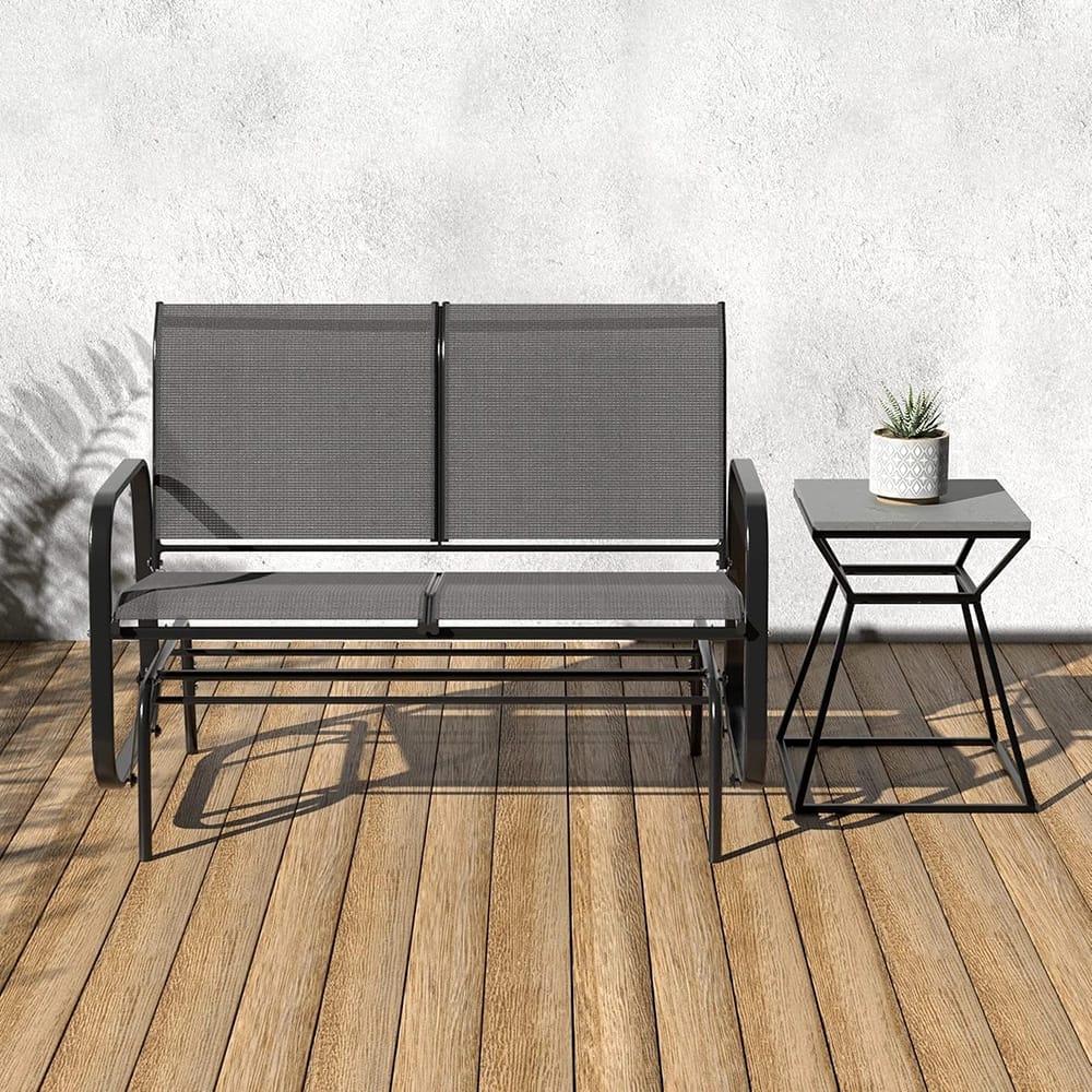 2-Person Patio Sling Glider Chair, Black