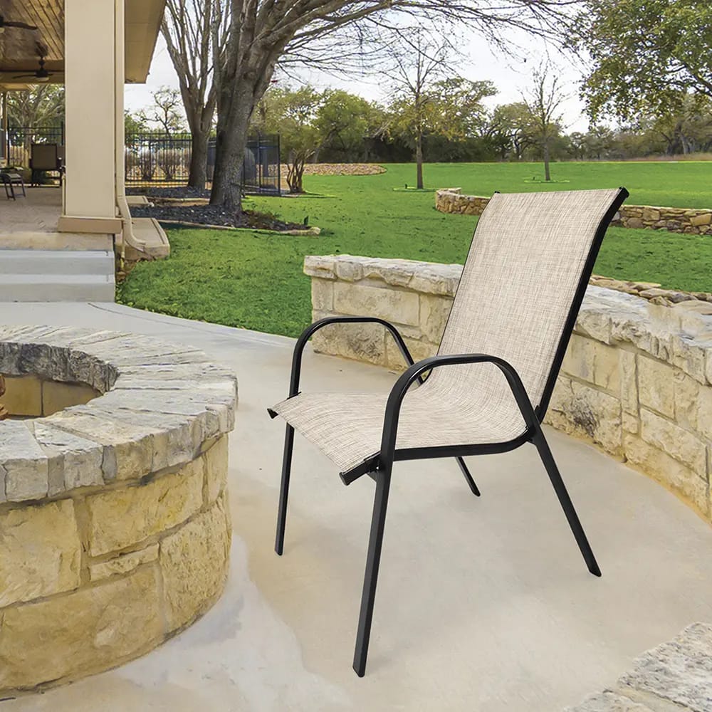 Steel Sling Patio Chair, Beige