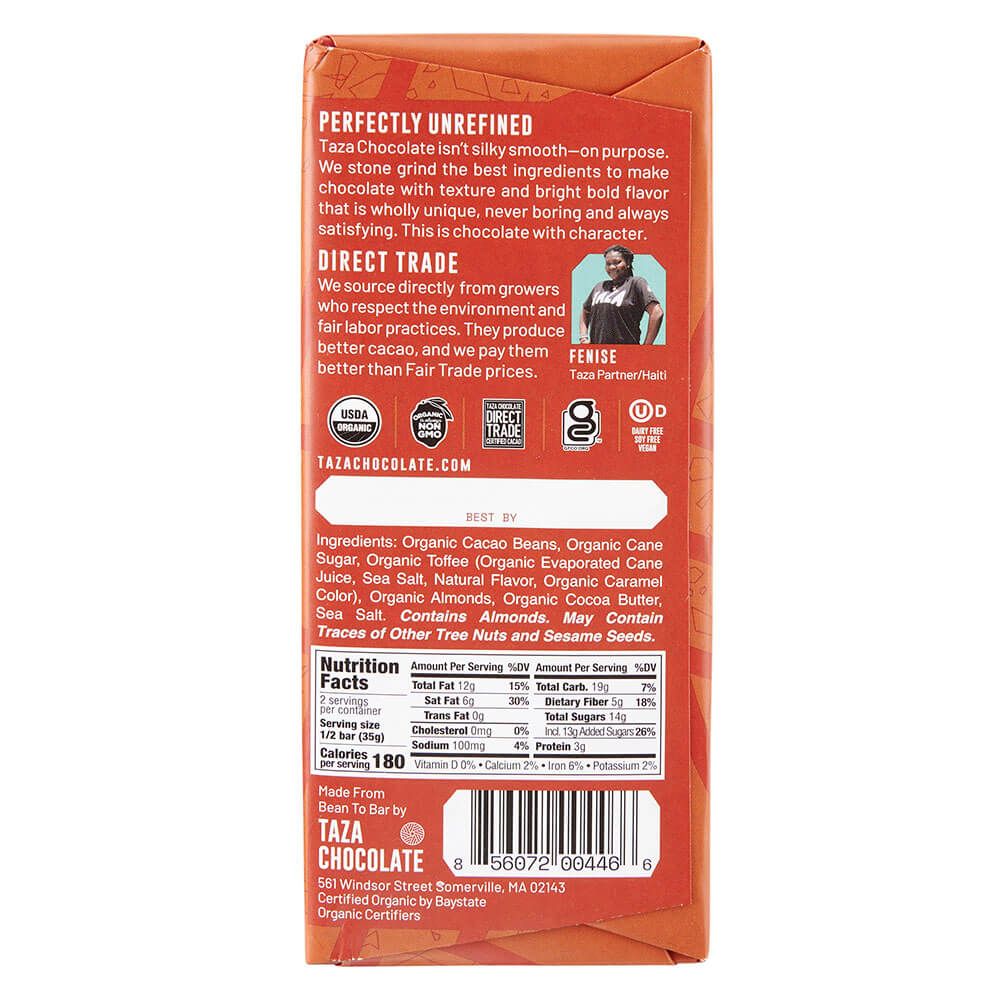 Taza Dark Chocolate with Toffee Almond & Sea Salt, 2.5 oz