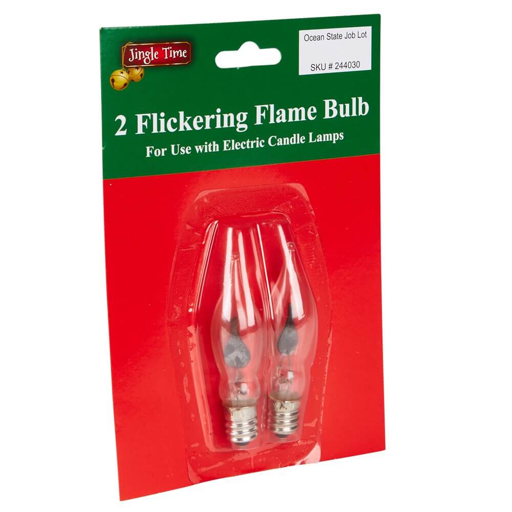 Jingle Time Flickering Flame Replacement Bulbs, 2-Count