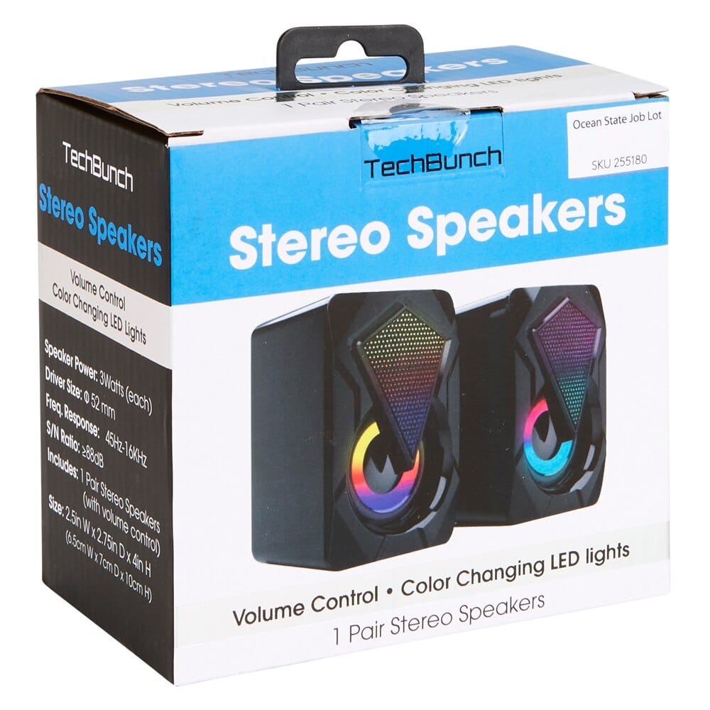 TechBunch Stereo Speakers with Color-Changing LED Lights