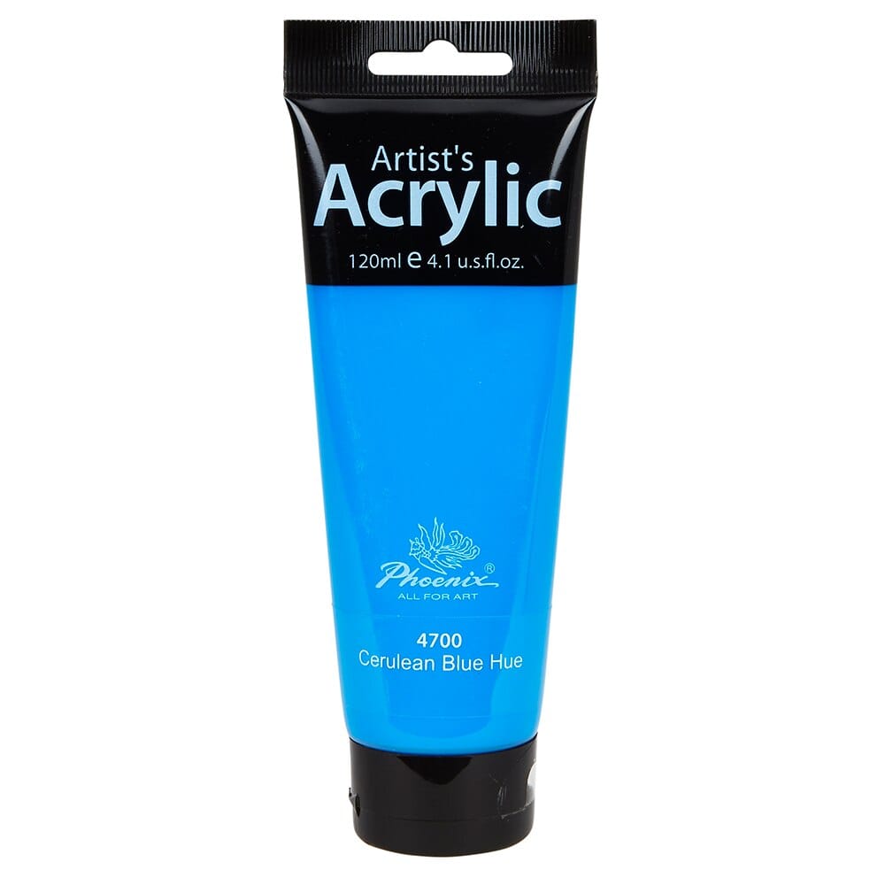 Phoenix Artist's Acrylic Paint, Cerulean Blue Hue, 120 ml