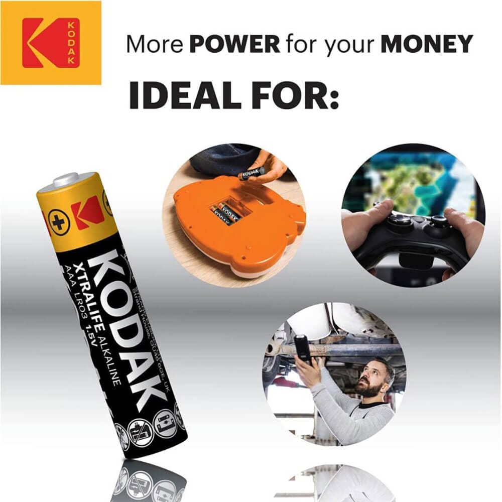 Kodak Xtralife Alkaline AA Batteries, 60-Pack