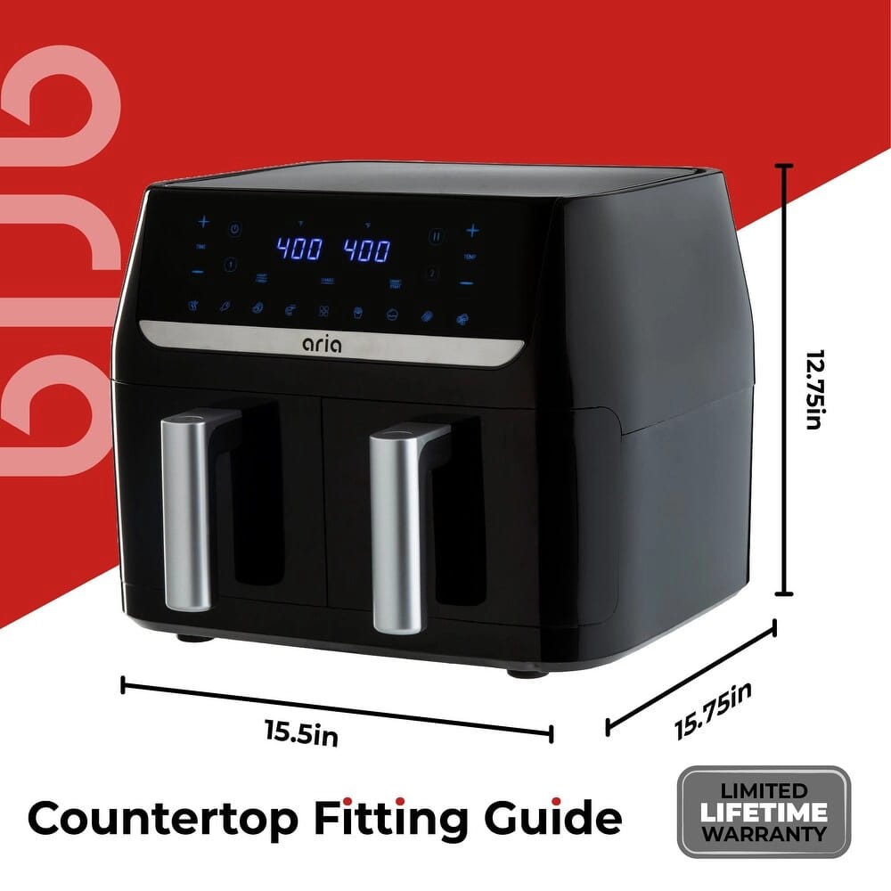 Aria 10 Quart Dual Basket Air Fryer, Black