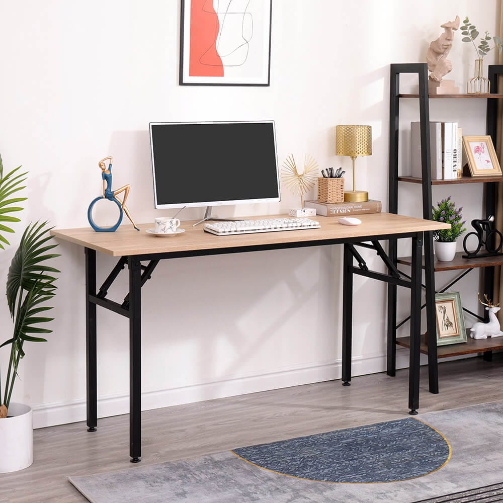 55" Foldable Desk, Natural/Black