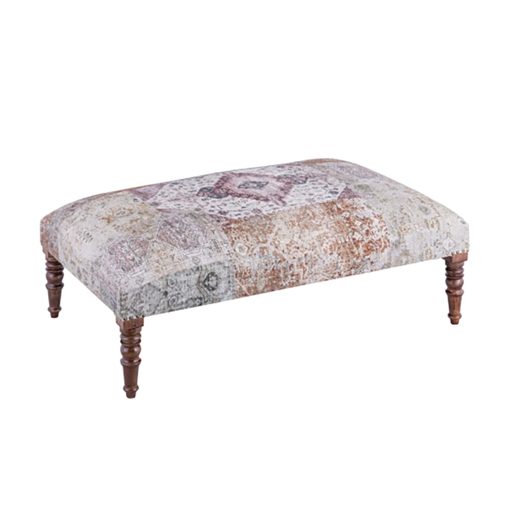 Albany Living Patterned Upholstered Bench, Ivory/Gray