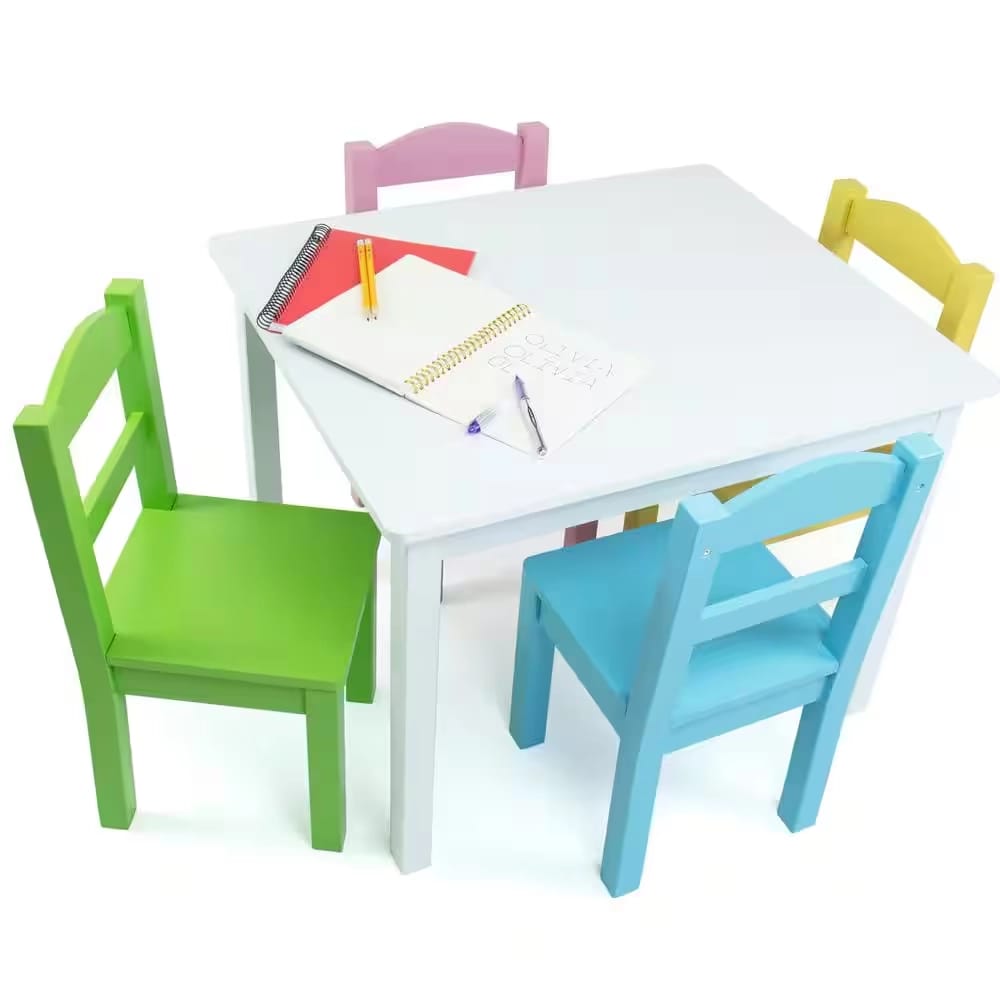 Humble Crew 5-Piece Kids Table and Chair Set, Pastel