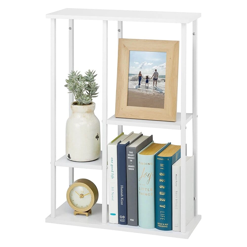 mDesign 4-Tier Wall Decor Storage Organizer Display Shelf, White