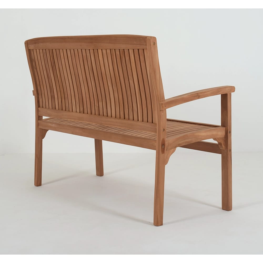 Teak Slat Back Bench