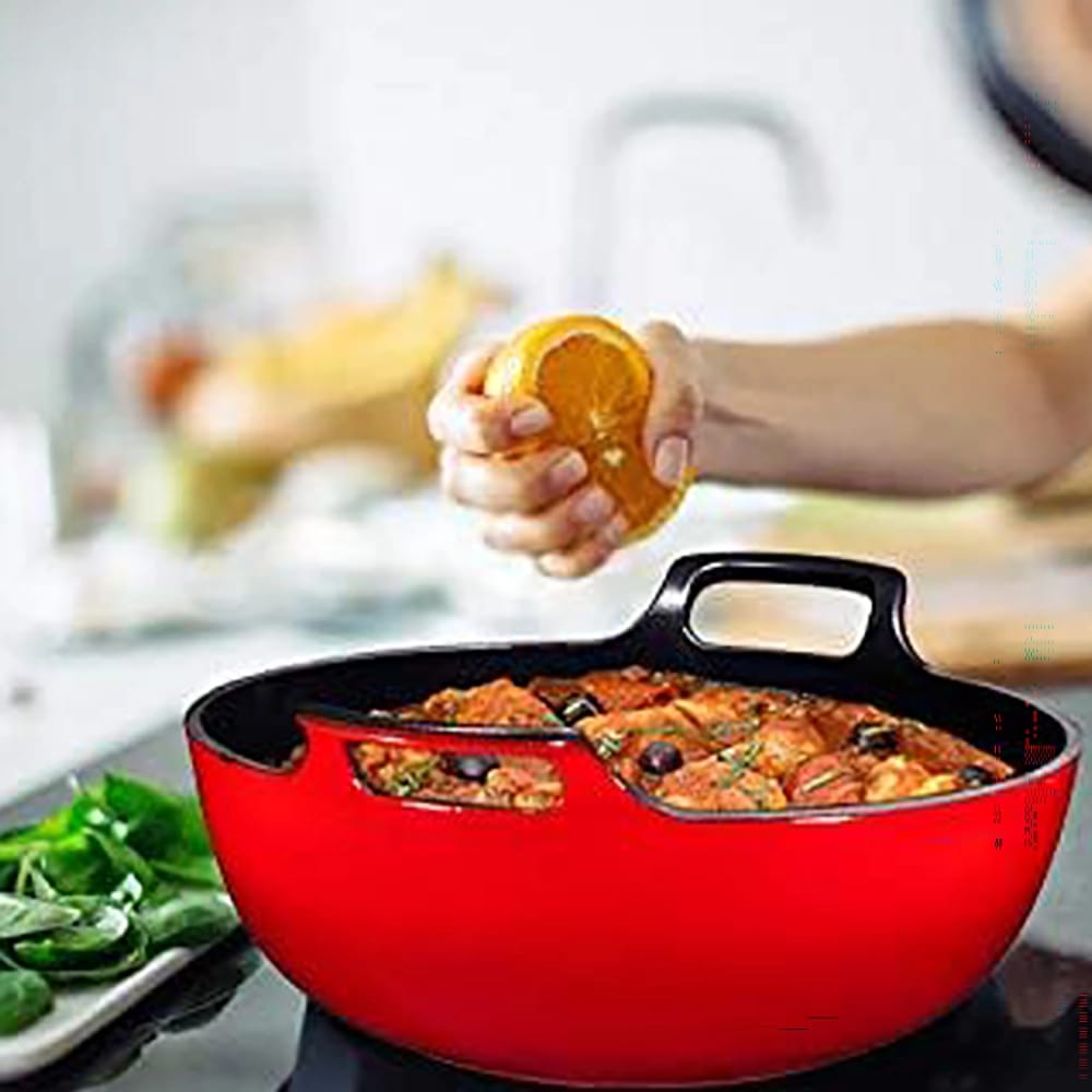 Bruntmor 3-Piece Cast Iron Enameled Cookware Set, Red