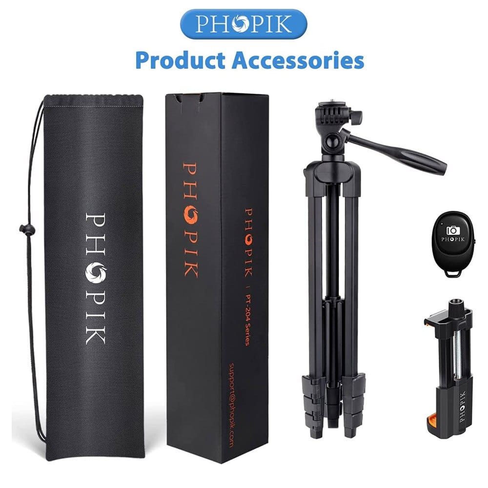 PHOPIK Lightweight 54" Tripod with 360° Panorama, Black