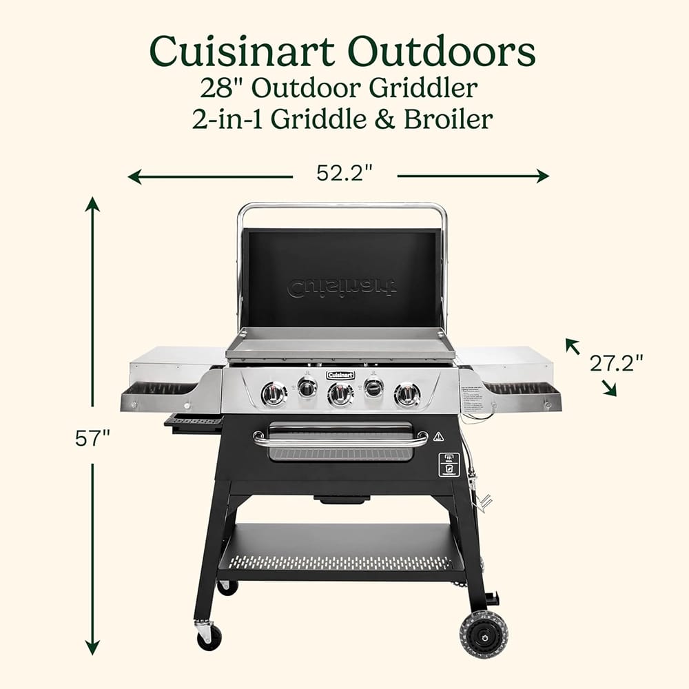 Cuisinart 28" Outdoor Griddler 2-in-1 Griddle & Broiler, Black/Stainless Steel