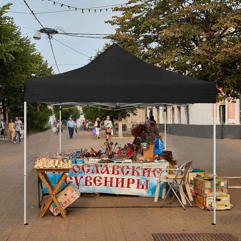 10' x 10' Pop-Up Canopy Tent with 4 Sidewalls, Black