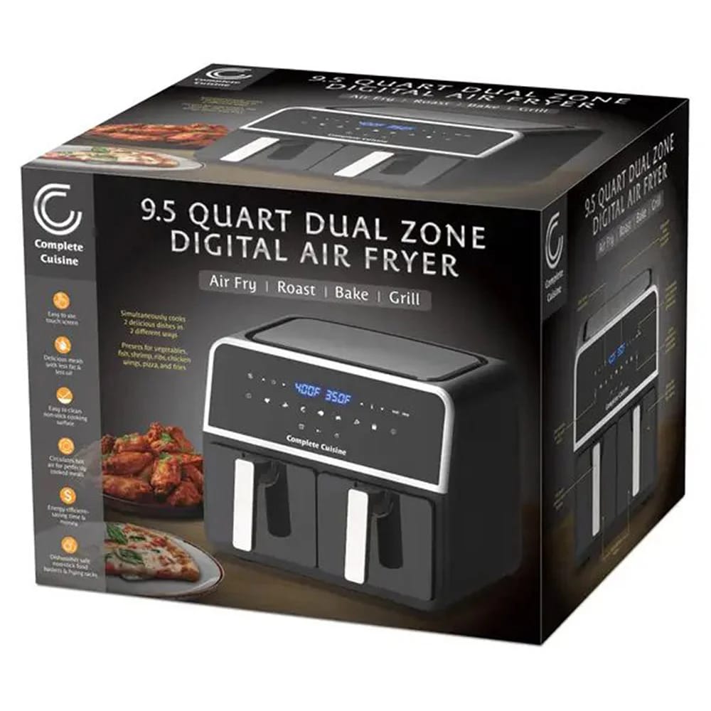 Complete Cuisine Dual Zone Digital Air Fryer, 9.5 Quart