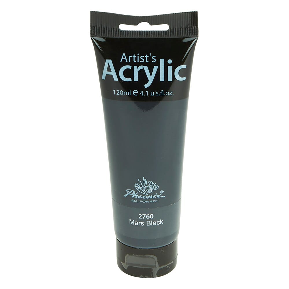 Phoenix Artist's Acrylic Paint, Mars Black, 120 ml