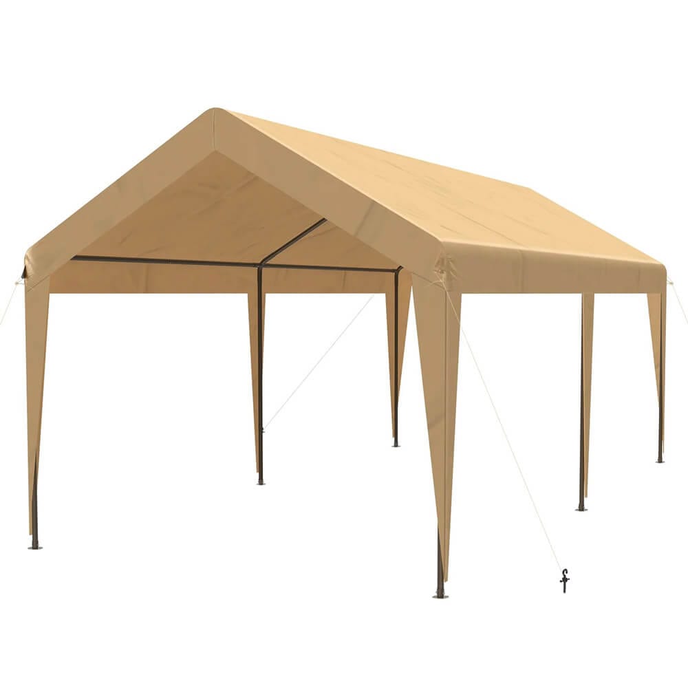 QOMOTOP 10' x 20' Heavy-Duty Carport, Beige