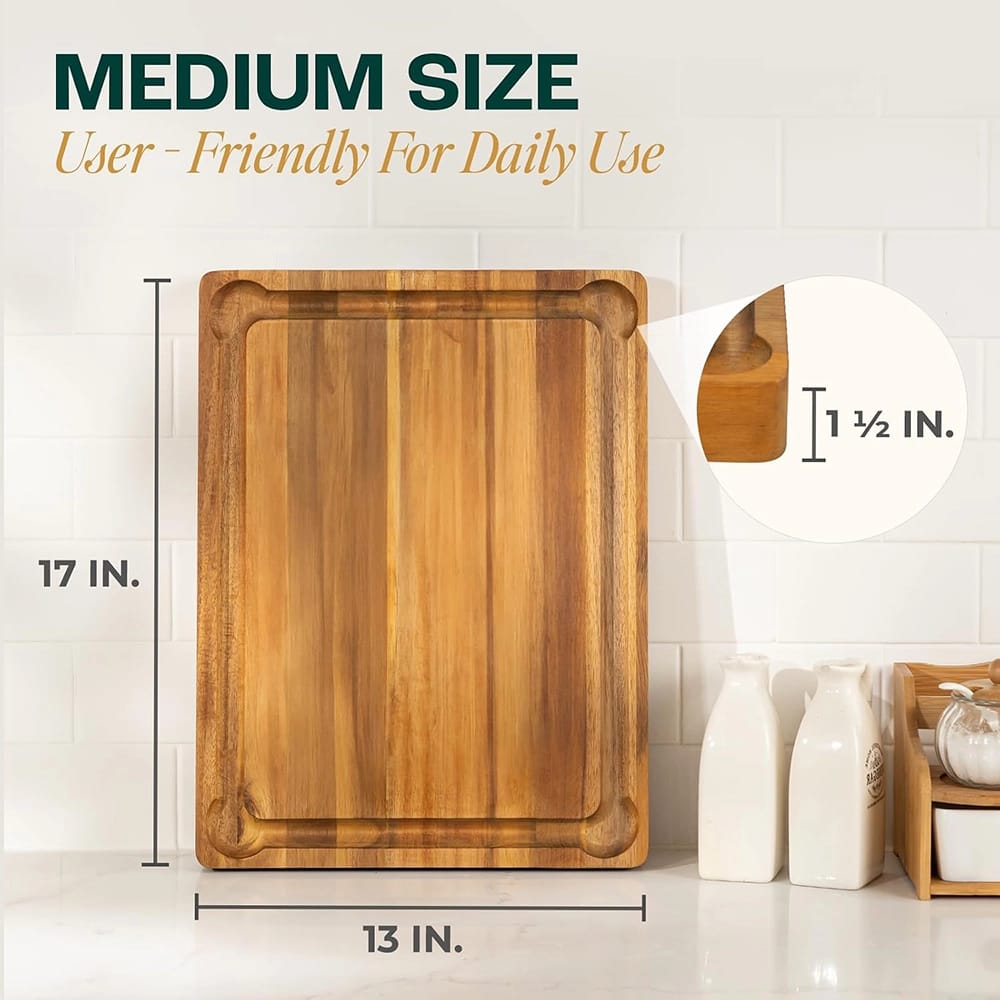 Yes4All Acacia Wood Cutting Board, 17" x 13" x 1.5"