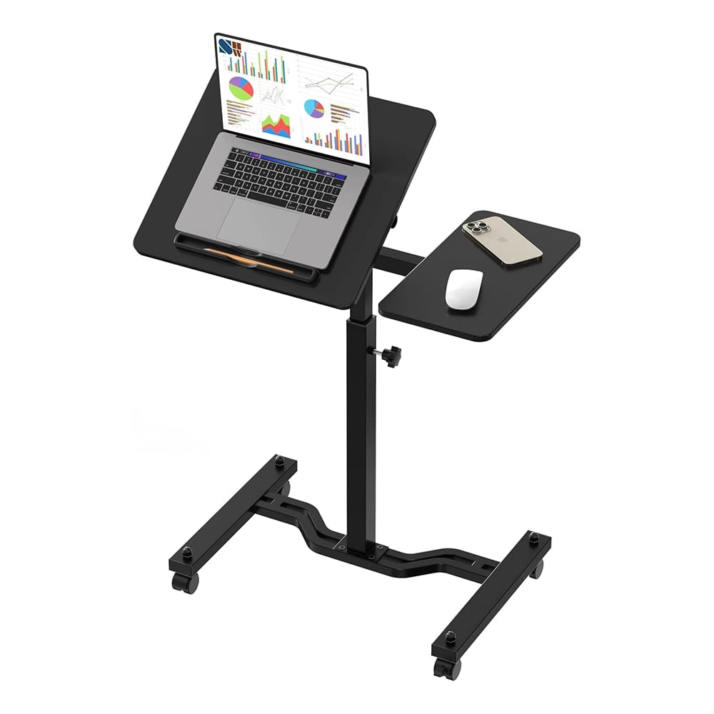 SHW 28"-40" Rolling Laptop Cart w/Tilting Desktop, Black