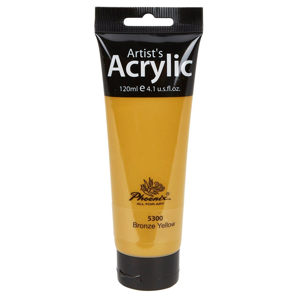 Phoenix Artist's Acrylic Paint, Bronze Yellow, 120 ml