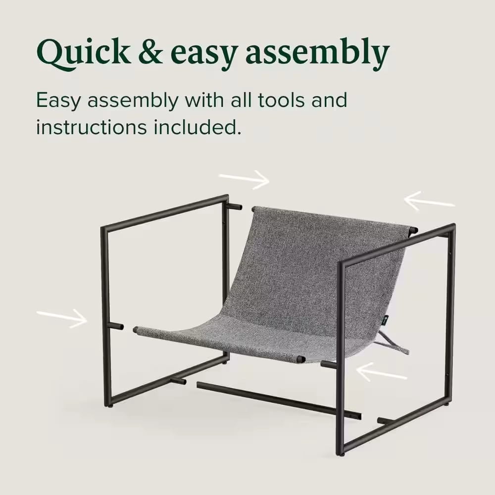 Zinus Ashton Upholstered Sling Accent Chair, Light Gray