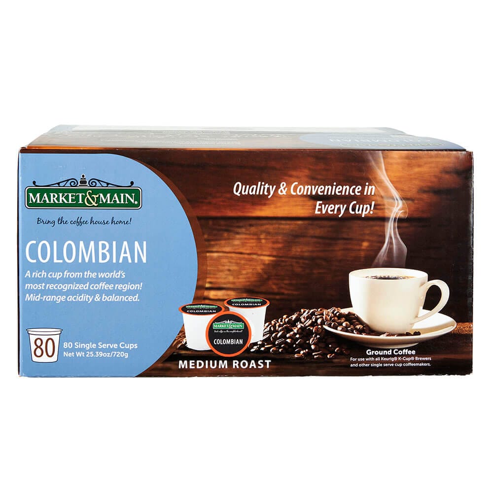 Market & Main Medium Roast Colombian Coffee, 80 Count