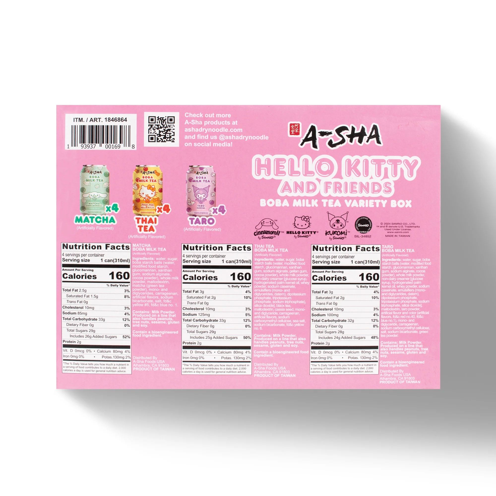 Hello Kitty Boba Milk Tea Variety Box, 12 ct., 10.5 oz.