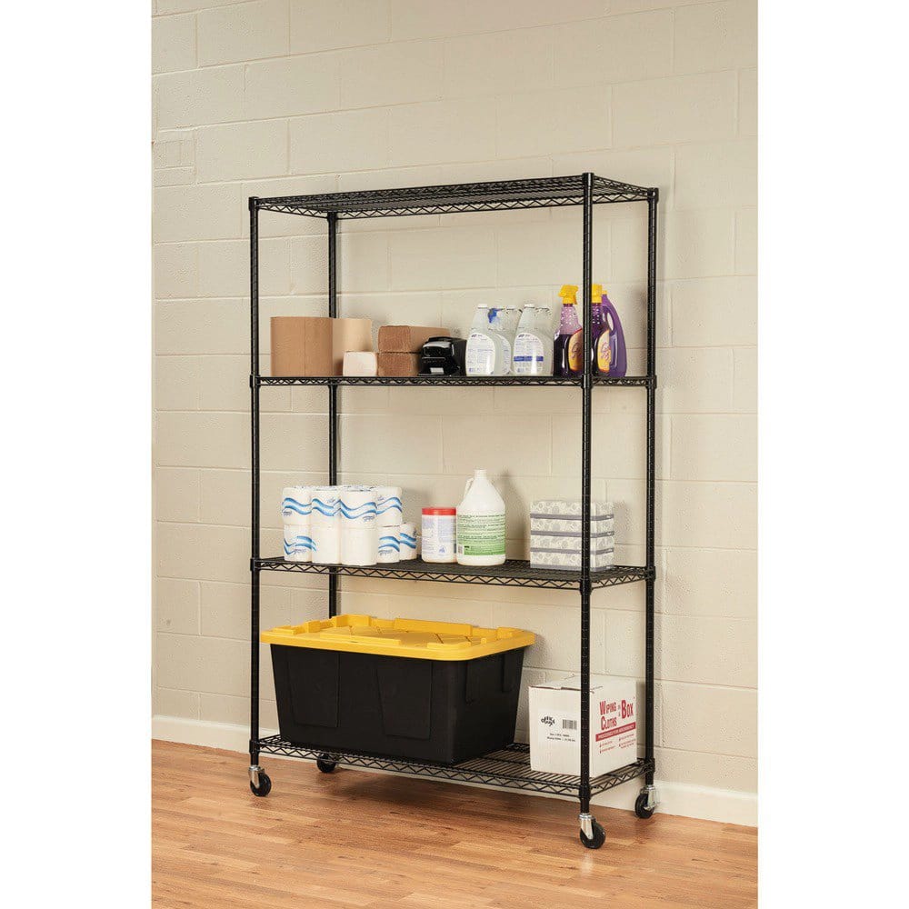 Alera 4-Shelf Wire Unit, Black, 48" x 18" x 72"
