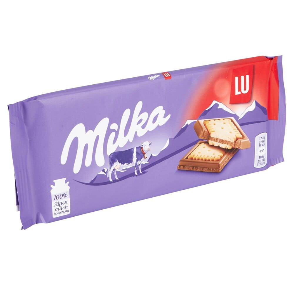 Milka German Lu Alpine Chocolate with Biscuit Pieces, 3 oz