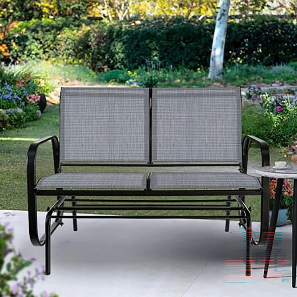 2-Person Patio Glider Chair, Blue/Gray